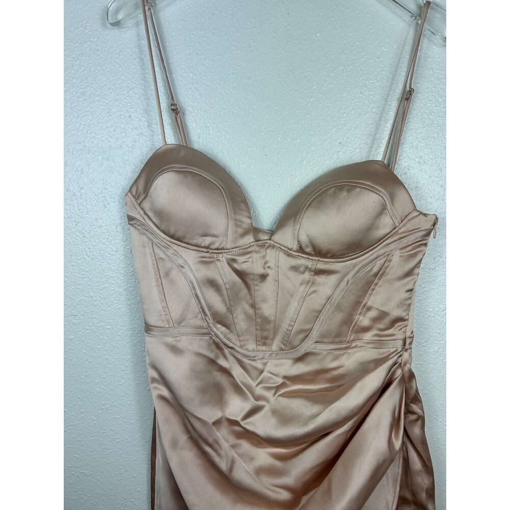 Zara Bustier Corset Satin Mini Dress Champagne Medium - Picture 5 of 14